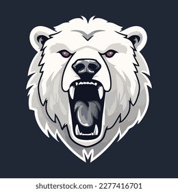 polar bear head esport logo vector illustration