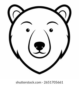 Polar Bear Head Line Art on White Background - Vetor da Vida Selvagem do Ártico