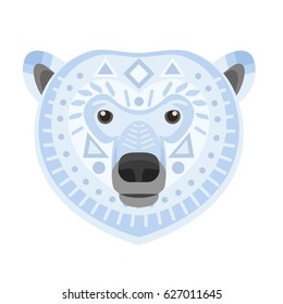 Polar bear Head Logo. White bear Vector decorative Emblem.