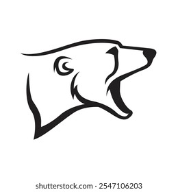 polar bear head opening mouth logo vector
