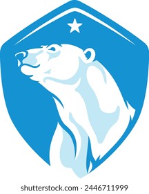 Polar Bear Head in the Shield Logo Design