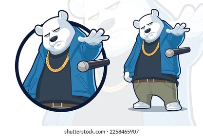 Polar Bear In Hip Hop Outfit Dropping Mic