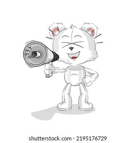 the polar bear holding hand loudspeakers vector. cartoon character