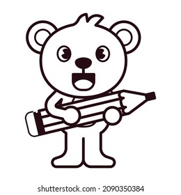 Polar Bear Holding Pencil Coloring Page