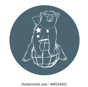 polar bear hug world outline signed