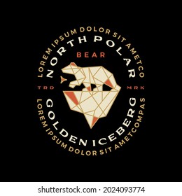 polar bear ice berg geometric badge t shirt tee merch logo vector icon illustration
