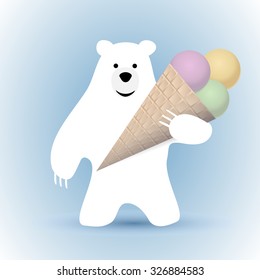 Polar bear with ice cream