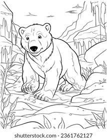 Polar bear ice mountain coloring page