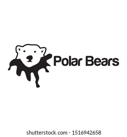 Polar bear icon, flat design. Animal logo. polar bear icon from global warming