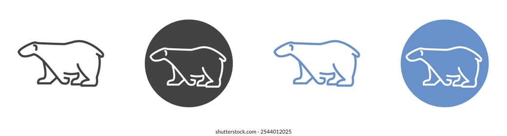 Eisbär-Symbol Flaches Set in schwarz-weißer Farbe