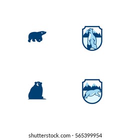 Polar Bear Icon Logo Vector Set Element