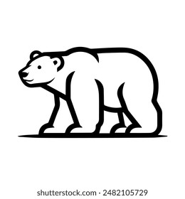 polar bear icon or modern line symbol. Vector line art and icon design with bold outline. Black and white Pixel Perfect minimalistic symbol isolated white background. Silhouette simple thin sign