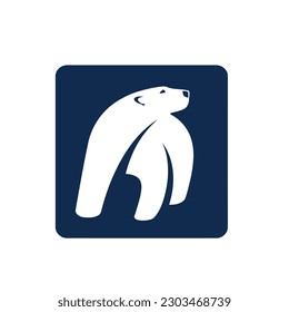 polar bear icon on blue background