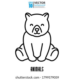 Polar Bear Icon, Outline Vector. Animal Concept. Eps 10 Vector Illustration.