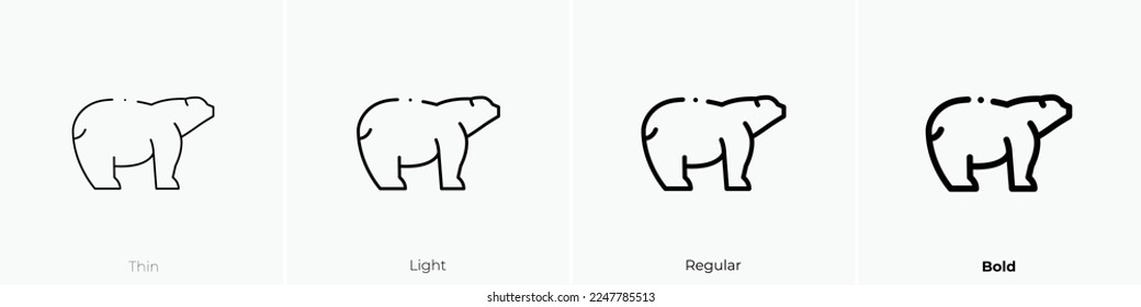 polar bear icon. Thin, Light Regular And Bold style design isolated on white background