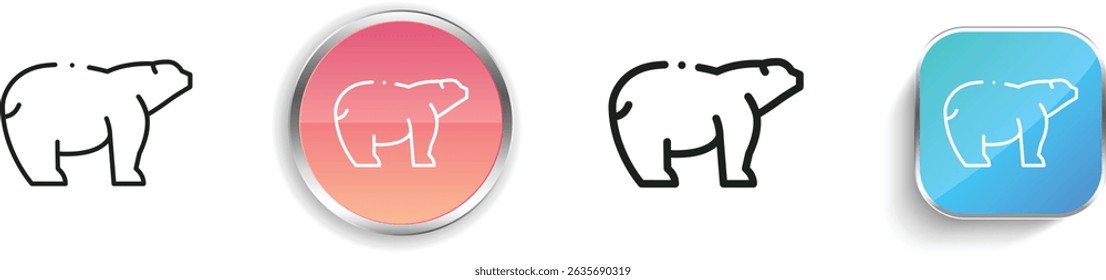polar bear icon. Thin Linear, Regular and Button Style Design Isolated On White Background