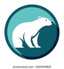 Polar Bear Icon Vector Illustration in a Circle | High-Quality Design