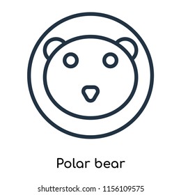 Polar bear icon vector isolated on white background, Polar bear transparent sign , thin symbols or lined elements in outline style