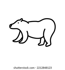 Polar bear icon for wildlife animal in black outline style