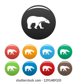 Polar bear icons set 9 color vector isolated on white for any design