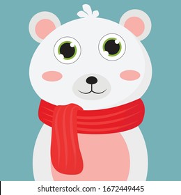 Polar bear, illustration, vector on white background.