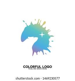 Polar Bear with Ink Splash logo. Bear negative space logo