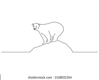 Polar bear isolated line drawing, vector illustration design. Climate change collection.