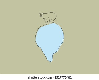 Polar bear isolated line drawing, vector illustration design. Climate change collection.