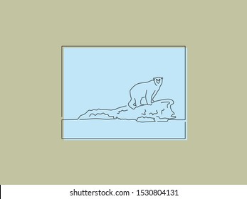 Polar bear isolated line drawing, vector illustration design. Climate change collection.