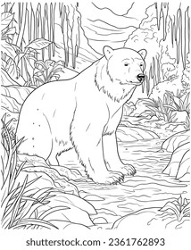 Polar bear jungle coloring page