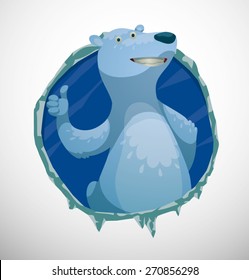 Polar bear label, vector
