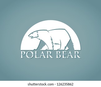 Polar bear label - vector illustration