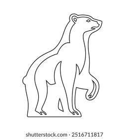 Polar bear line art icon, vector, Wild animal line symbol. Bear and cub line art vector illustration on white background, Continuous line drawing of polar bear.