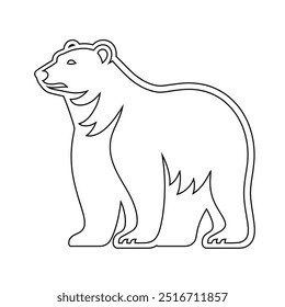 Polar bear line art icon, vector, Wild animal line symbol. Bear and cub line art vector illustration on white background, Continuous line drawing of polar bear.