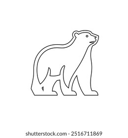 Ícone de arte de linha de urso polar, vetor, Símbolo de linha de animal selvagem. Urso e filhote ilustração vetorial de arte em fundo branco, desenho de linha contínua de urso polar.