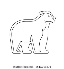 Polar bear line art icon, vector, Wild animal line symbol. Bear and cub line art vector illustration on white background, Continuous line drawing of polar bear.