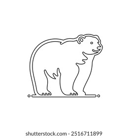 Ícone de arte de linha de urso polar, vetor, Símbolo de linha de animal selvagem. Urso e filhote ilustração vetorial de arte em fundo branco, desenho de linha contínua de urso polar.