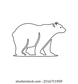 Icono de arte de línea de oso polar, Vector, símbolo de línea de animal salvaje. Ilustración vectorial de arte de línea de oso y cachorro sobre fondo blanco, Dibujo de línea continua de oso polar.