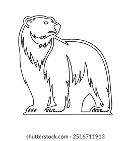 Polar bear line art icon, vector, Wild animal line symbol. Bear and cub line art vector illustration on white background, Continuous line drawing of polar bear.