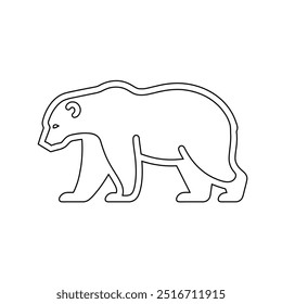 Ícone de arte de linha de urso polar, vetor, Símbolo de linha de animal selvagem. Urso e filhote ilustração vetorial de arte em fundo branco, desenho de linha contínua de urso polar.