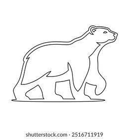 Polar bear line art icon, vector, Wild animal line symbol. Bear and cub line art vector illustration on white background, Continuous line drawing of polar bear.