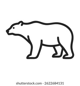 Logo da linha do urso polar. Ícone linear de urso polar preto isolado em fundo branco. Ilustração vetorial.