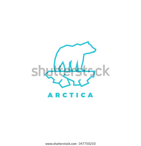 北極熊の線のロゴ 氷の上にクマのベクターイラスト 地球温暖化のロゴ 生態学の問題 北極熊のロゴ ベアのロゴ 北極のロゴ ベアラインのロゴ コールドライン のロゴ ベアとアイスラインのロゴ のベクター画像素材 ロイヤリティフリー