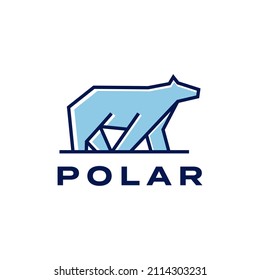 Polar bear line outline colorful logo vector icon illustration premium