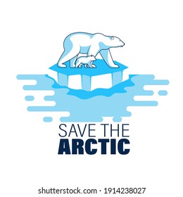 Polar bear with little bear cub vector illustration