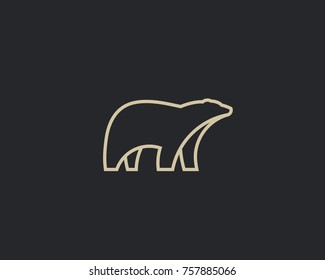 Polar bear logo. Animal linear vector logotype