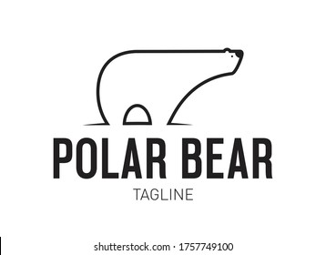 Polar bear logo in black and white. Vector illustration with text