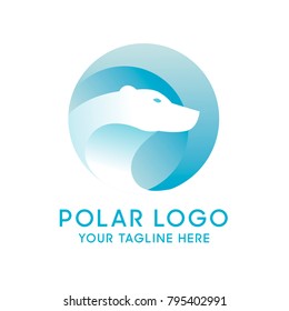 polar bear logo design with blue colour for your organization icon org company logo