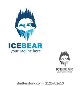 Polar Bear Logo design template suitable for Nature, Park, and adventure logo with blue tones.