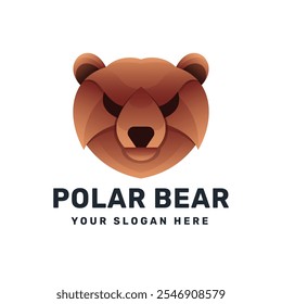 Polar bear logo icon design vector illustration, gradient colorful style logo for company